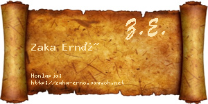 Zaka Ernő névjegykártya